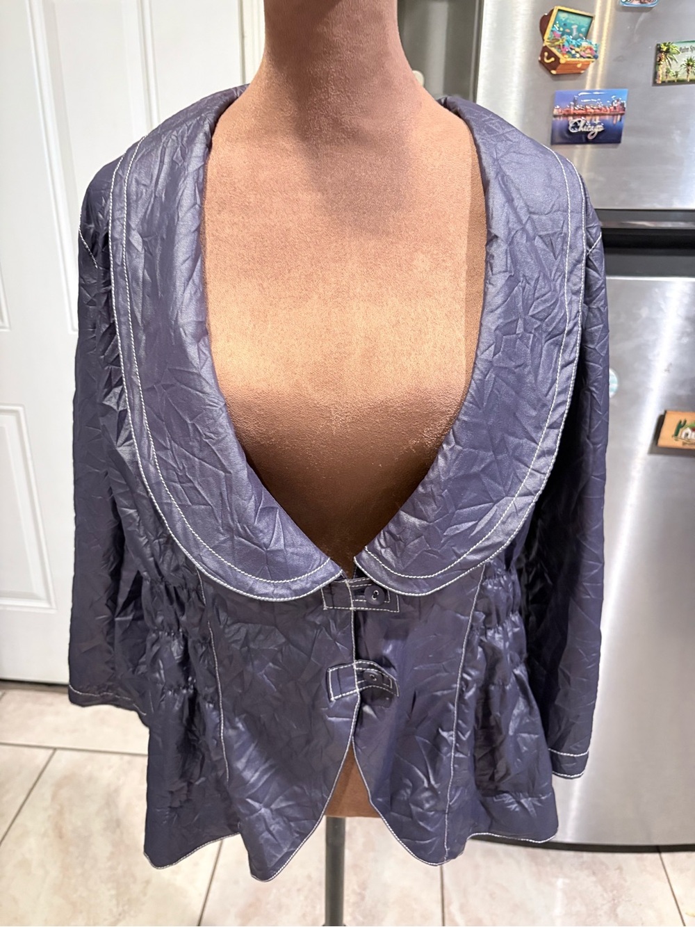 Picadilly Fashion Slate Blue Deep V Swim Coverup Jacket